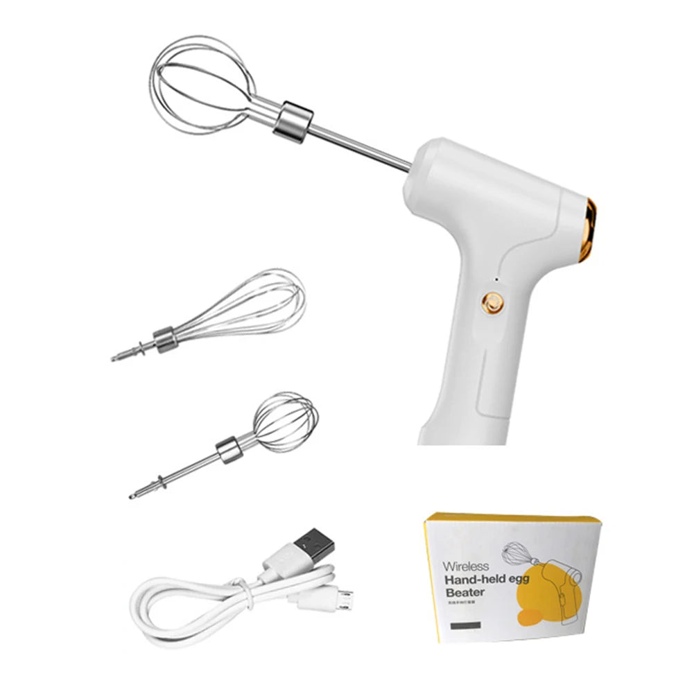 Handheld Mixer Electric Mixer Mini Electric Whisk USB Rechargeable Egg Beater Set with One-Touch Speed Control for Kitchen