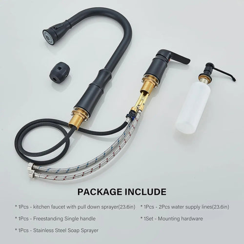 Kitchen Sink Faucet,3 Hole Kitchen Faucets with Pull Down Sprayer,Kitchen Faucets with Soap Dispenser Oulantron 2 Hole High Arc