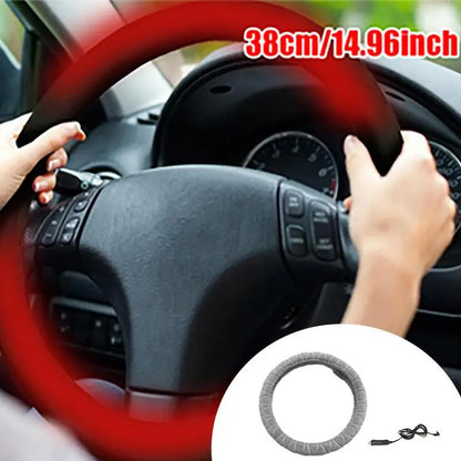 Car Steering Wheel Heated Cover Heated Steering Wheel Cover Soft Plush And Smooth Touching Breathable Universal Car Accessory
