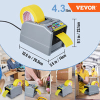 VEVOR ZCUT-9 Automatic Tape Cutting Machine Paper Slitting Dispenser 6-60mm Adhesive Electric Tape Cutter for Product Packaging