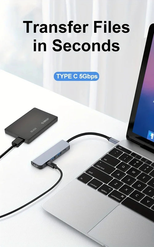5 in 1 USB C HUB with 4k30Hz docking station USB-C to HDTV-Compatible converter Thunderbolt 3/4 splitter HUB laptop hub