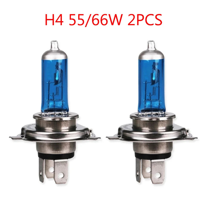 FISHBERG 2pcs Car Halogen Xenon Light Bulb High Low Beam H4 12V 60/55W P43T 9003 Super Xenon White 6000K Headlight Lamp