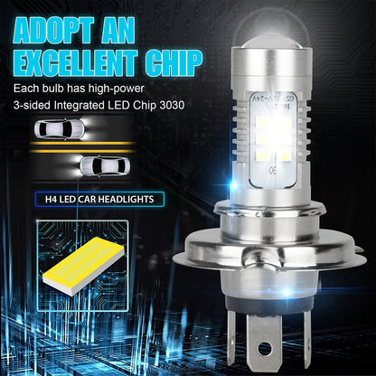 H4 9003 HB2 Headlight Conversion Kit Super Bright 12V Car Running Lamp IP67 Waterproof LED Driving Light White Aluminum 15000LM