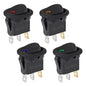 4Pcs Lighted Rocker Switch Waterproof DC 12V 20A Round Rocker Toggle Switch 3 Pins Toggle Buttons for Car Automotive Boat Truck