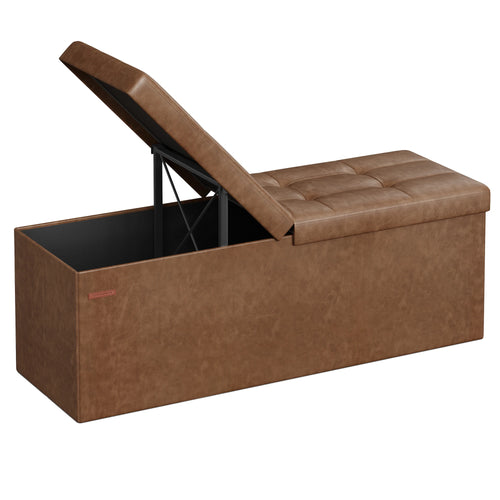 SONGMICS Storage Ottoman, 35 Gal., Storage Chest, Folding Footrest Bench, 660 lb Load Capacity, Synthetic Leather