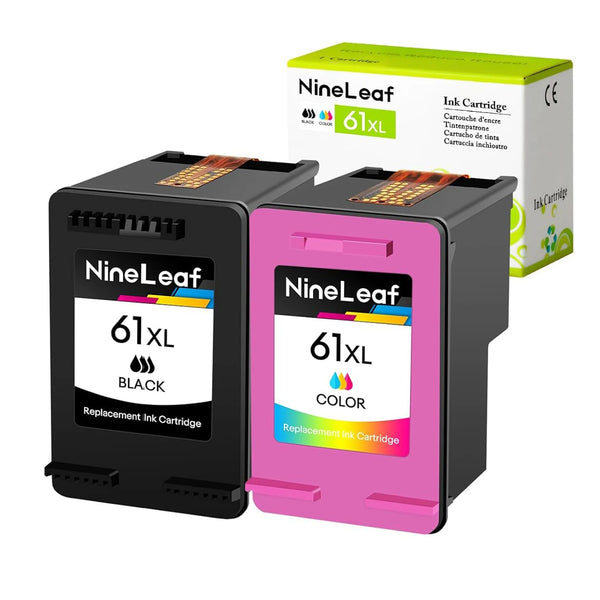 NineLeaf High Yield Ink Compatible for HP 61XL 61 XL CH563W CH564W Ink Cartridge use with Envy 4500 5530 Officejet Printer