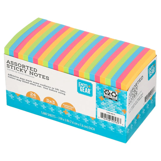 Pen + Gear Paper Sticky Notes, Neon, 3 X 3, 1680 Sheets, 24 Counts