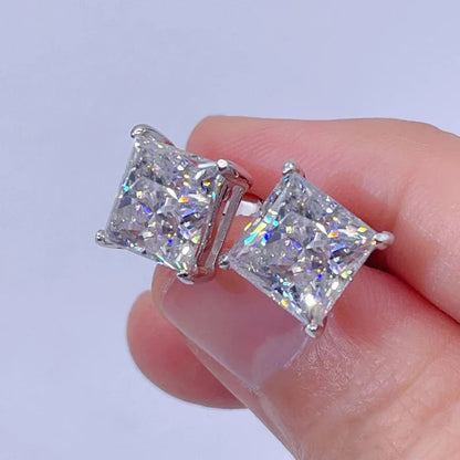 CUC 3-10MM Hip Hop Baguette CZ Stud Earrings With Screw Back AAA Zircon Men Women Square Earrings Trend Wedding Jewelry Gift