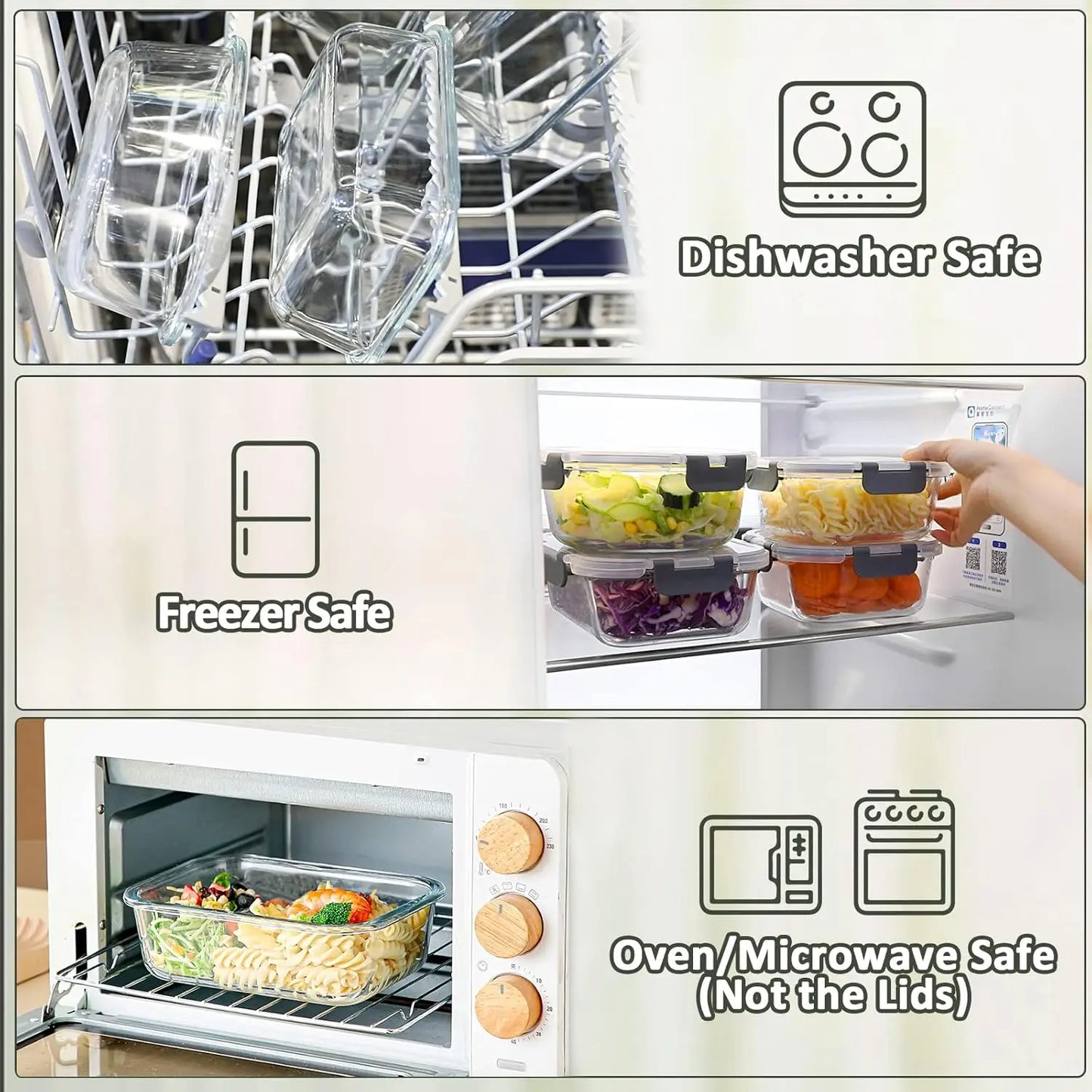[10-Pack] Glass Meal Prep Containers W/ Lids, MCIRCO Food Storage Containers W/ Snap Locking Lids, Airtight Lunch Containers,