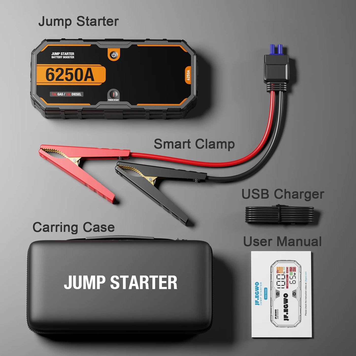 Car 6000A Portable 12V  Jump Starter Power Bank 12V Auto Battery Charger Booster Starting Device
