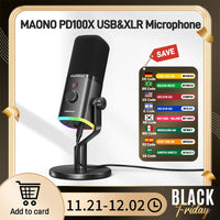 MAONO PD100X Dynamic Microphone.Software Noise Reduction Included.RGB gaming mic.Enhances gaming experience.Ideal for recording