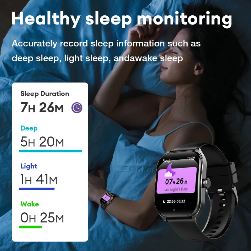 AOLON Smart Watch 2.01'' AMOLED Curved Screen IP68 Waterproof Bluetooth 5.3 Call AI Vioce Assistant Fitness Smartwatch for Men
