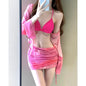 exy Bikinis Sets Women White Swimsuit Beach Wear Long Sleeve Swimsuit Cover Ups for Swimwear Women Swimming Pool Party Bikinis