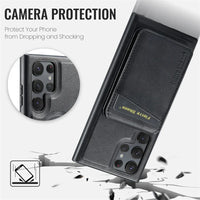 2 In 1 Magsafe Magnetic Leather Flip Phone Case for Samsung S24 S23 S22 Ultra Plus FE Wallet Cover Cards Holder Pocket Cover