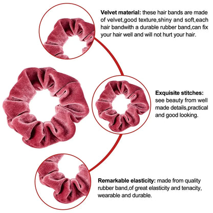 12Pcs Blush Theme Scrunchies Velvet Elastics for Women Pink Bobbles Soft Lovers Scrunchy Classic Thick Hair Ties Gifts for Girls