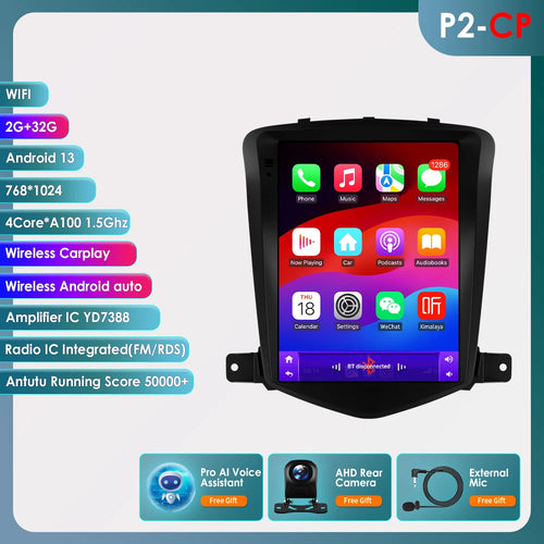 9.7"7862 Android 13 Car radio for Chevrolet Cruze J300 2008-2012 Tesla style Multimedia Video player 4G Carplay GPS navi Stereo