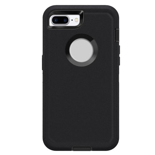 Black Phone Case For iPhone 8 / iPhone 8 Plus Heavy Duty Shockproof Protective Rugged 3-Layers Hard Cover