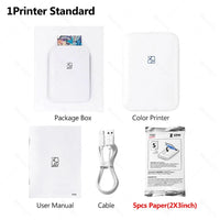 MT53 Color Photo Wifi Printer Portable Mobile Phone Mini Bluetooth Handheld Pocket Printing Machine 2x3 inch Sticky-Backed Paper