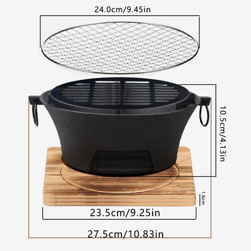 Round barbecue grill, portable camping stove, picnic barbecue party stove, family camping, desktop small charcoal barbecue grill