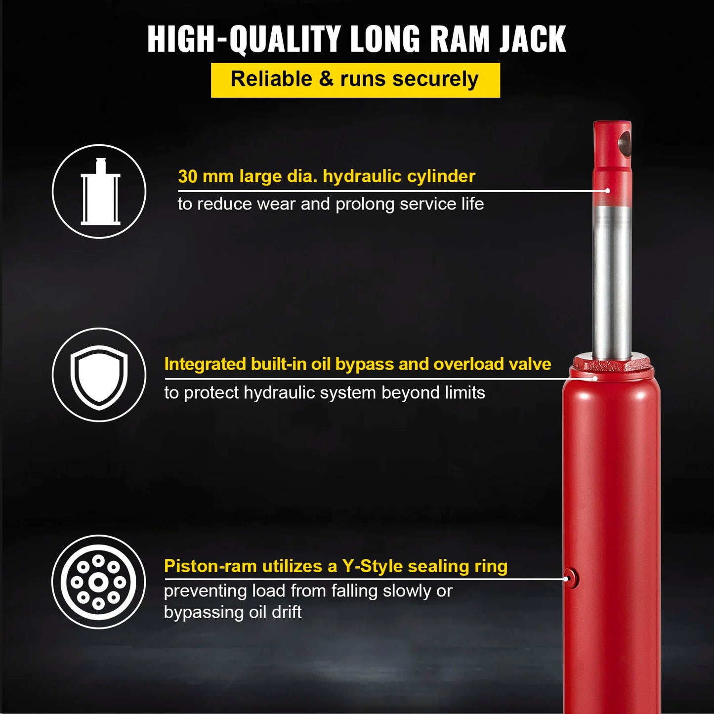 VEVOR Hydraulic/Pneumatic Long Ram Jack 8 Tons/17363 lbs Capacity, with Single Piston Pump and Clevis Base Manual Cherry Picker