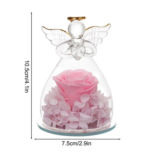 Eternal Flowers Angel Rose Figurines Gifts Preserved Rose In Angel Glass Cover Mothers Day Valentine Day Gifts For Mother Women