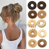 Fashion Messy Human Hair Buns Hairpieces Natural Black Brown Blonde Colors Ponytail Scrunchie Hair Extension Easy to Wear 15g/pc