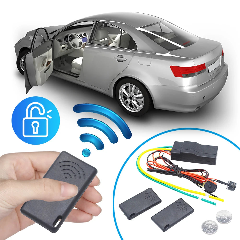 12V Auto Intelligent Secret Lock Anti-Hijacking 2.4GHz RFID Car Immobilizer Engine Dark Lock Alarm Wireless Engine Burglar Alarm