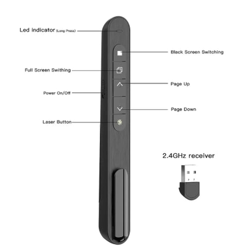 Wireless Presenter Red Light page turning pen 2.4G RF Volume Remote Control PPT Presentation USB PowerPoint Pointer Mouse