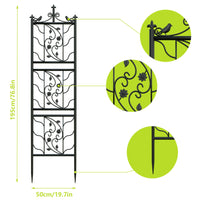 71 inch Garden Trellis Decorative Outdoor Tall Metal Fence Black Lattice Panel Yard Corner Décor for Climbing Plant Flower