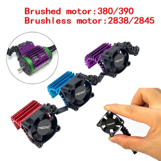 RC 380 390 2838 2845 2847 Brushless Motor RC Motor Fan Aluminum Cover Heat Sink with Cooling Fan for 1/14 1/16 1/18 RC Car