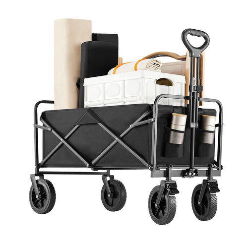 JHK Outdoor Collapsible Foldable Garden Beach Cart Large Capacity Wagon Cart Utility Grocery Wagon for Shopping Sports Camping