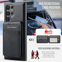 2 In 1 Magsafe Magnetic Leather Flip Phone Case for Samsung S24 S23 S22 Ultra Plus FE Wallet Cover Cards Holder Pocket Cover