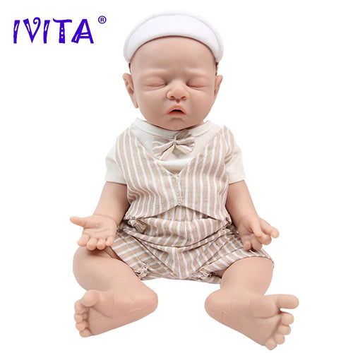 IVITA WB1528 43cm 2508g 100% Full Body Silicone Reborn Baby Doll Realistic Male Baby Toys with Clothes for Children Dolls Gift