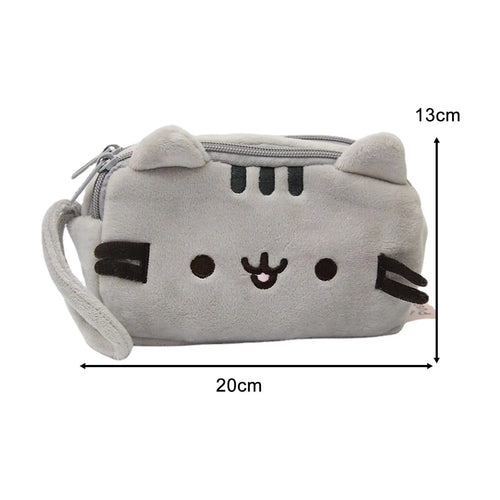 Plush Pencil Case Portable Pen Case Storage Pouch Purse Multipurpose Pencil Bag Cosmetic Bag Adorable Cat Pen Bag for Boys Girls