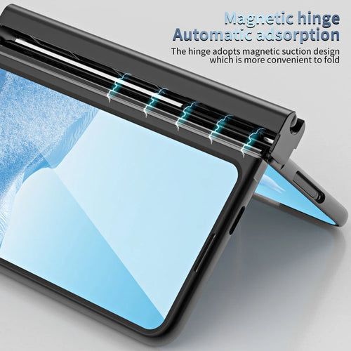 For Google Pixel Fold Electroplating Case with Pen Slot Hinge Full Protection Magnetic Hinge Automatic Adsorption Phone Cover