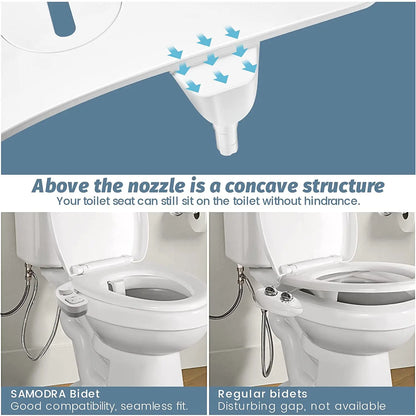 SAMODRA Black Button Bidet - Non-Electric Self  Cleaning Bidet Water Sprayer Toilet Seat