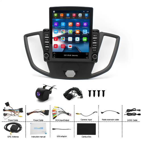 2G + 32GB Car Stereo Radio CarPlay GPS Navigation Player Compatible for Ford Transit Custom 2013-2019 9.7Inch Android 13