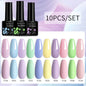 LILYCUTE 10PCS/Set Набір гель-лаків для нігтів Рожевий фіолетовий гель для нігтів Напівперманентний УФ світлодіодний лак Nail Art Design Soak Off Набір гелів для нігтів