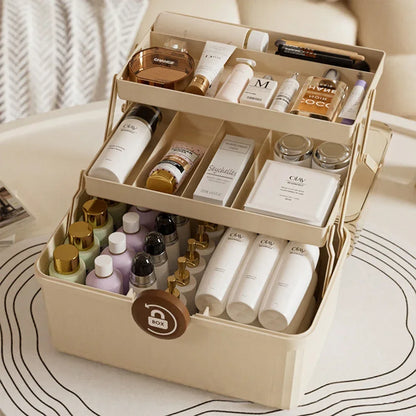 Large Capacity Medicine Box Cosmetic Home Storage Box Multi-Layer with Handle Jewelry Nail Polish Makeup Desktop Container Tool