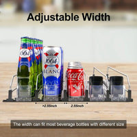 Canned Beverage Push Rack Drink Organizer Dispenser Spring Push Adjustable Storage Shelf E-shaped Glide Kitchen Fridge