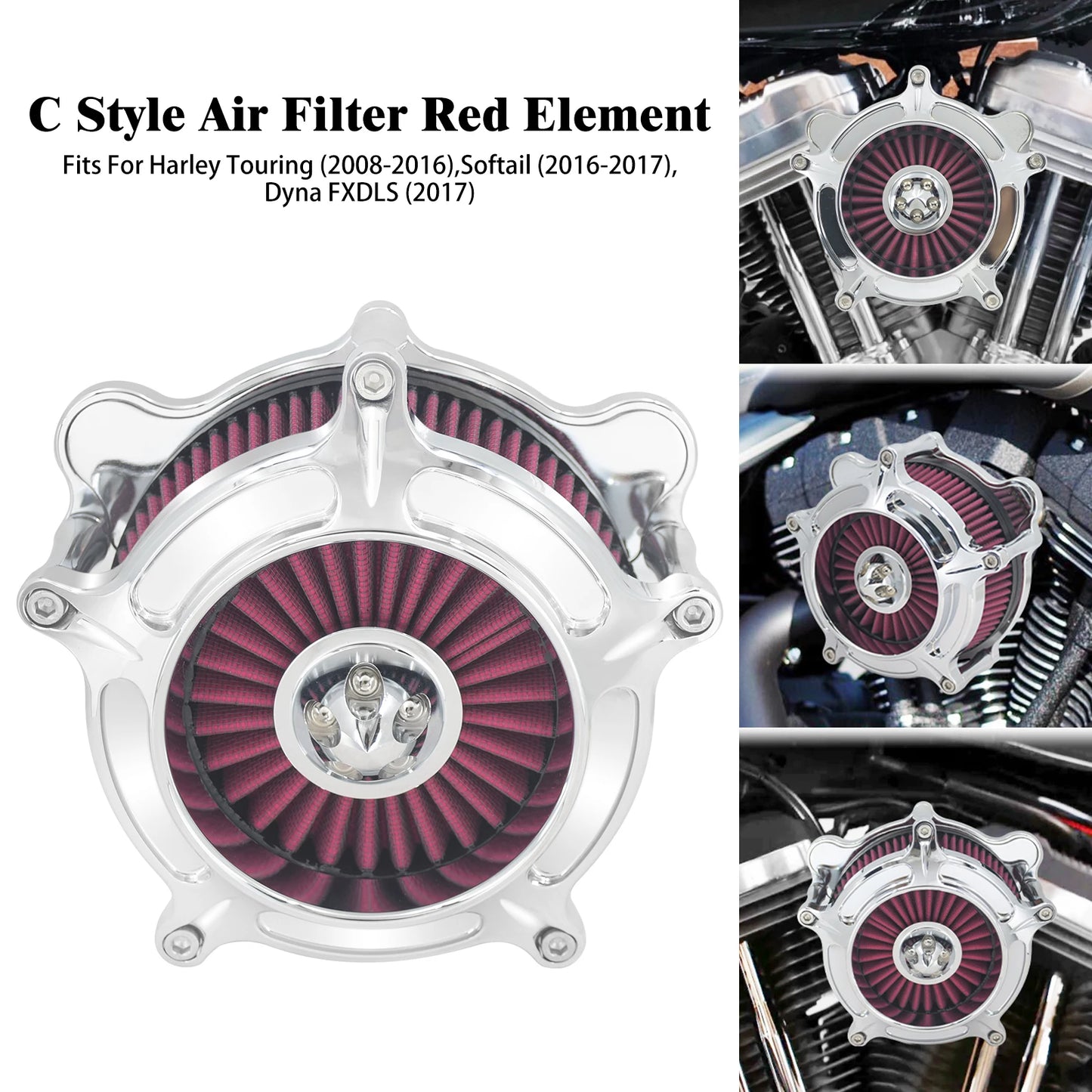 Motorcycle CNC Air Cleaner Intake Filter Element Kit For Harley Touring Road Glide Electra Street Glide Softail Low Rider Dyna