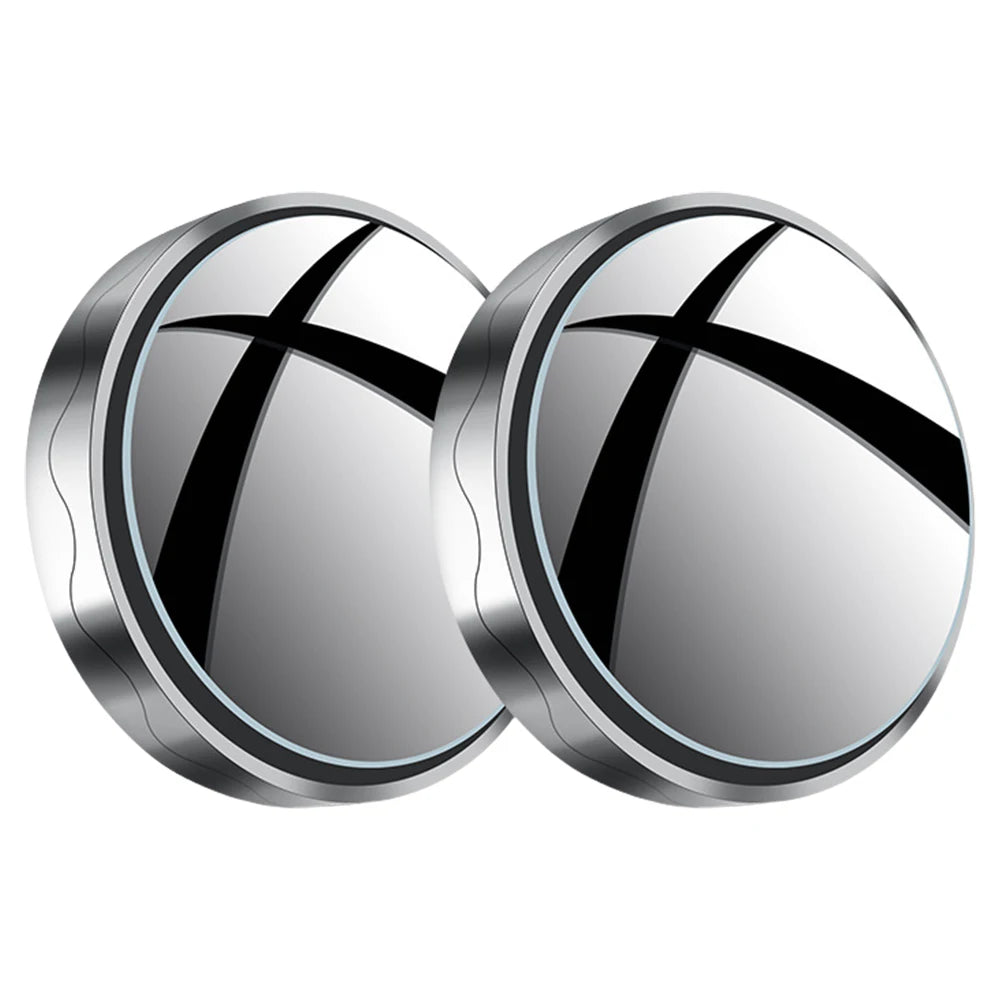 2PCS Car Blind Spot Rear View Mirror Round Frame Wide Angle Mirrors 360° Rotation Reverse Auxiliary Rearview Convex Mirror