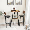 Bar Table, Round Pub Table, 2-Tier Bistro Table with Storage, 37.4" High Top Table for Small Spaces, Cocktail Table