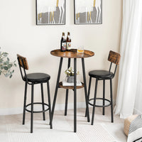 Bar Table, Round Pub Table, 2-Tier Bistro Table with Storage, 37.4" High Top Table for Small Spaces, Cocktail Table