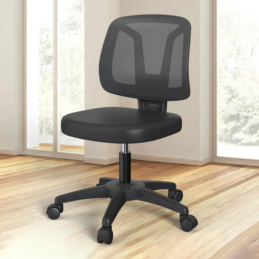 Arml Mid-Ba Small Swivel Adjustable Computer Desk Office Chair Without Armrest With Lumbar Support For Home