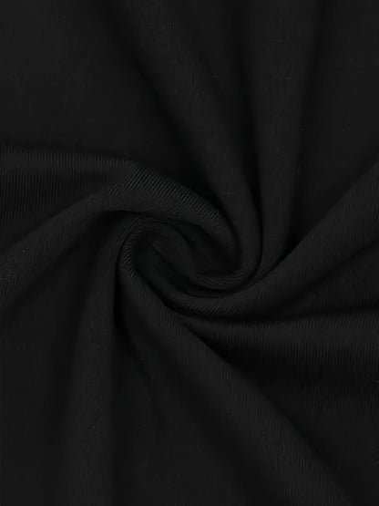 Men's Heat Transfer Print Cotton Round Neck Short Sleeve T-Shirt - Medusa Classic Pattern Design, Black 200g