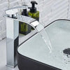 Black Waterfall Basin Sink Faucet Tall Bathroom Mixer Tap Wide Spout Vessel Sink Fauet Hot Cold Water Tap