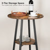 Bar Table, Round Pub Table, 2-Tier Bistro Table with Storage, 37.4" High Top Table for Small Spaces, Cocktail Table