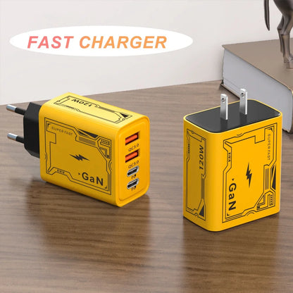 120W USB Charger Type C Mobile Phone Adapter Quick Charge 3.0 EU/US Plug Wall Chargers 6A Fast Charging Cable For iPhone Samsung
