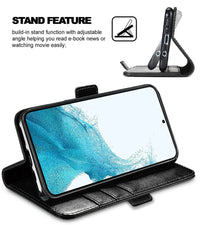 For Samsung Galaxy S22/S22+/S22 Plus/S22 Ultra 5G Phone Leather Case Shockproof Wallet Pouch Card Slot Kickstand Flip Cover